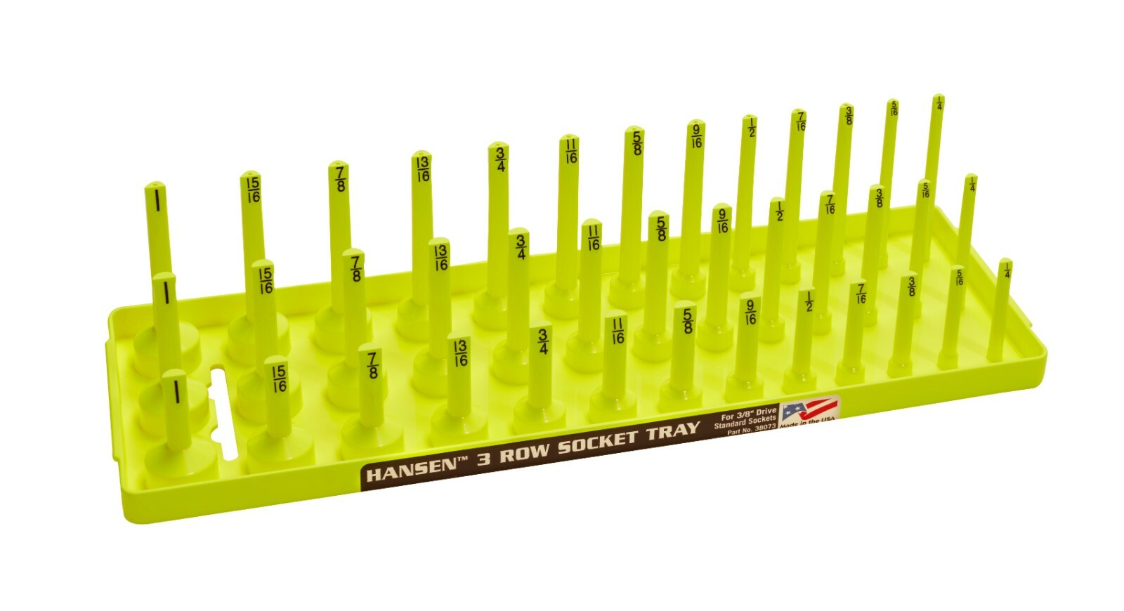 Hansen Global 3/8 inch Drive 3-Rail SAE Socket Organizer #38073 Red Plastic
