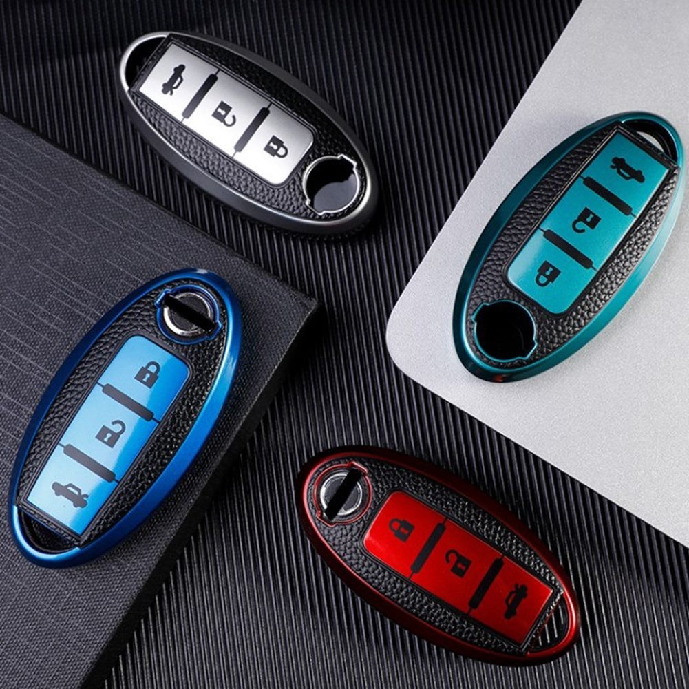 Car Key Cover Blue For Qashqai J11 J10 X For Trail T32 For Versa Leather Texture