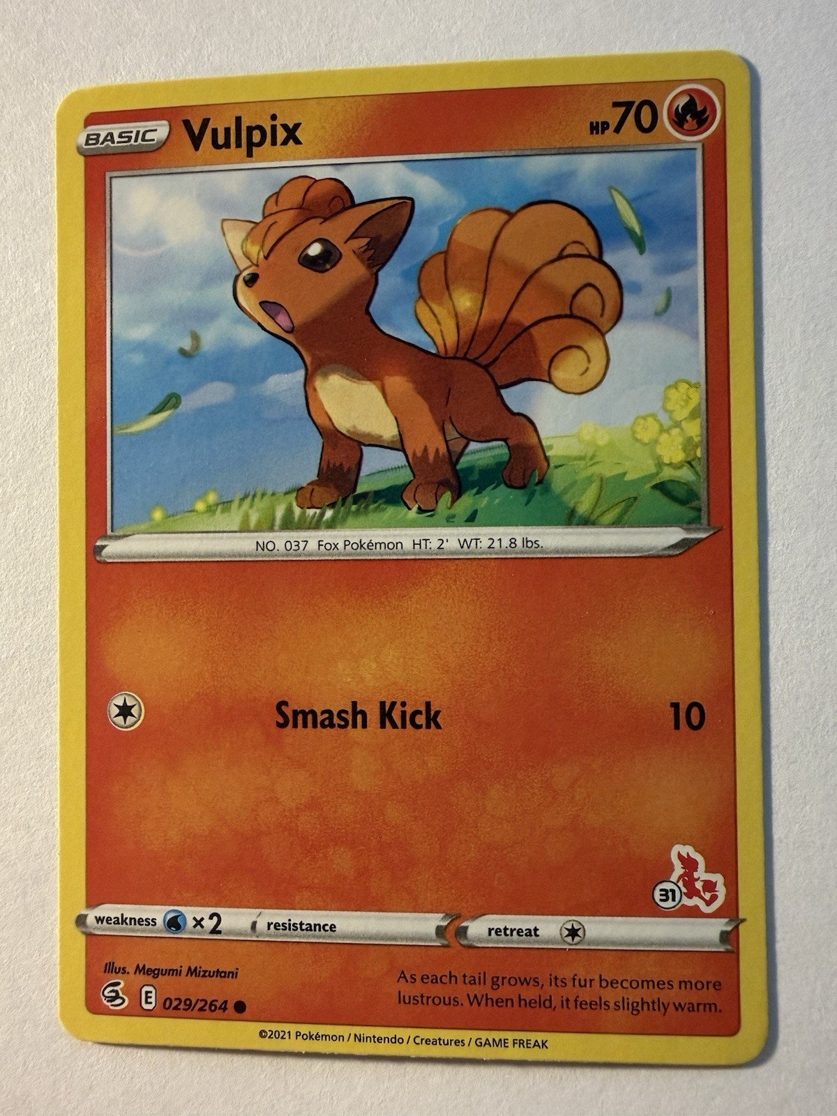 Vulpix -  (#31 Cinderace Stamped) Promo Battle Academy 2022 029/264 NM Pokemon