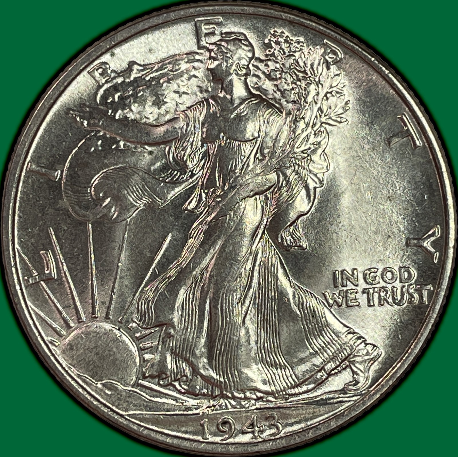 1943 Walking Liberty Half Dollar Brilliant Uncirculated BU Coin #44492