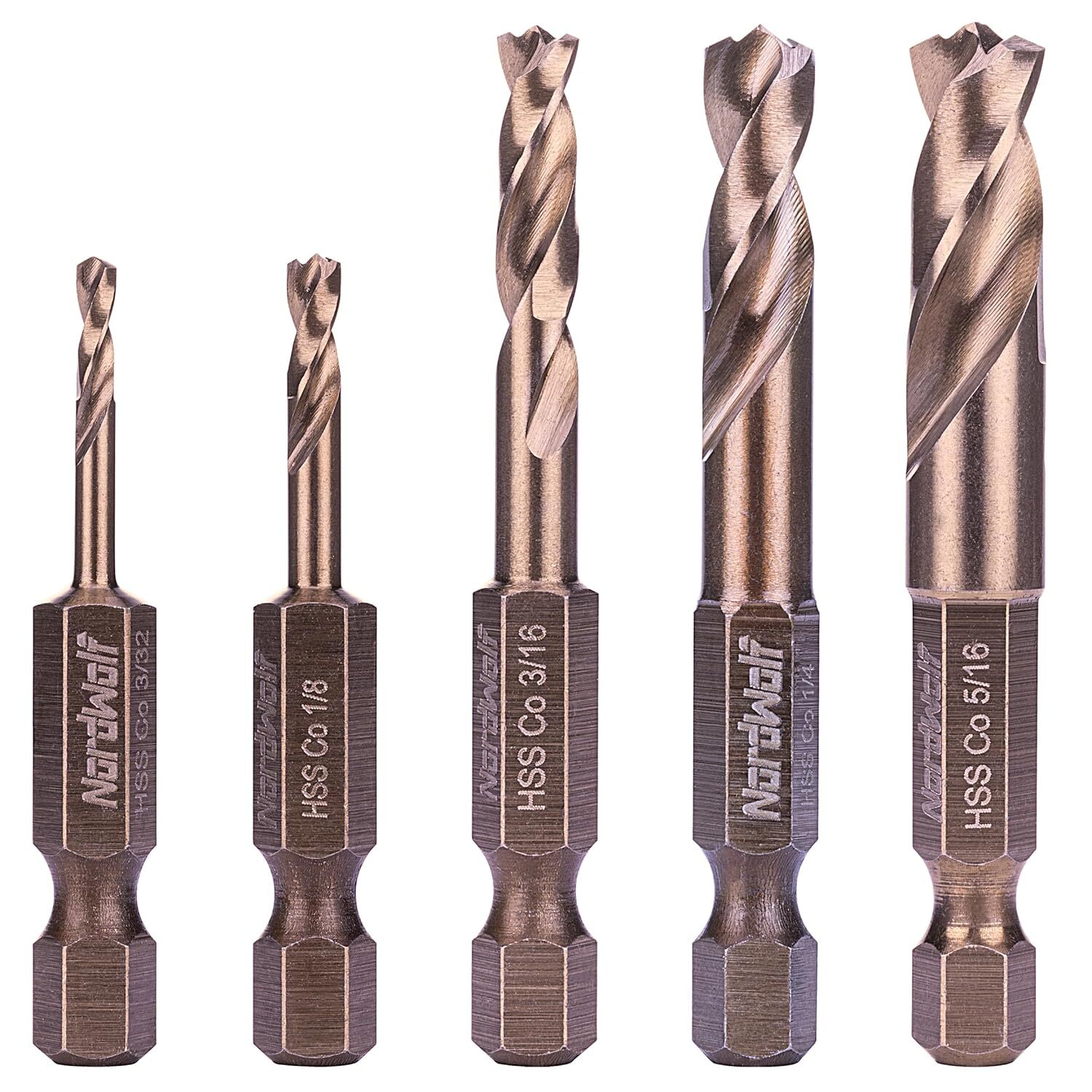 Brocas para metal set kit perfora metales heavy duty stubby achaparrado 5 a 1/4"
