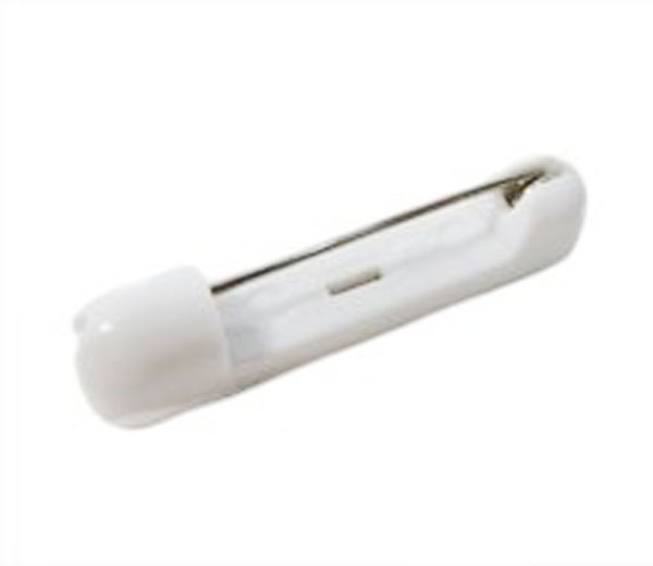 100 WHITE RED OVAL NAME BADGES FULL COLOR 2 LINE IMPRINT SAFETY PIN FASTENERS