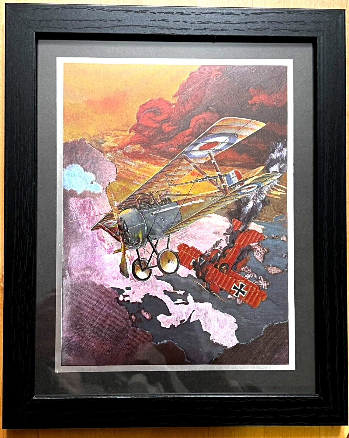 Dufex Foil WWI Fighter Planes Color Etched Art Print 6.25 x 8.25, 11 X 9 Framed