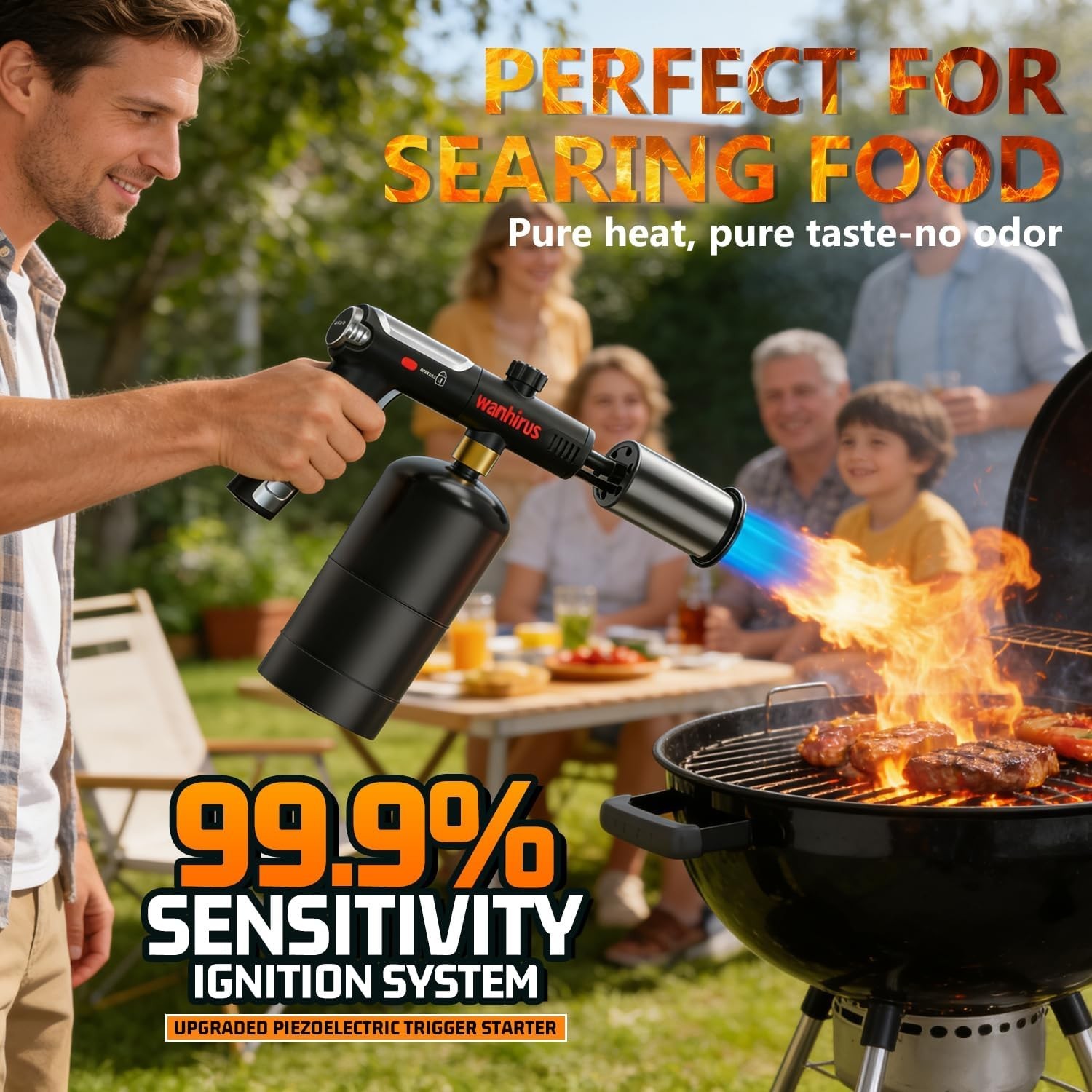 Powerful Propane Torch Gun, Adjustable Flame Thrower Gun, Kitchen Torch with ...