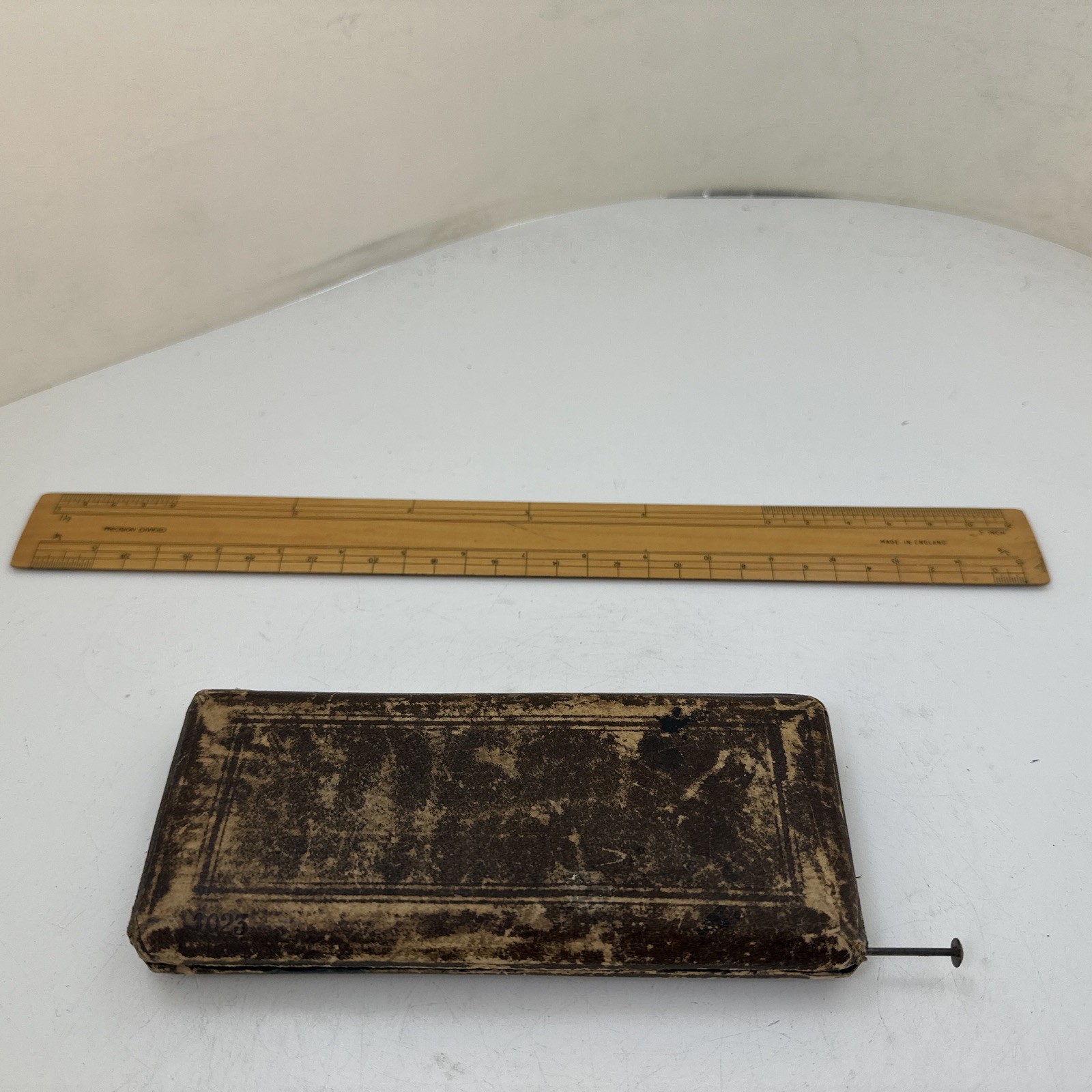 Vintage Technical Drawing Drafting Set Case Compasses & Boxwood Ruler Lot
