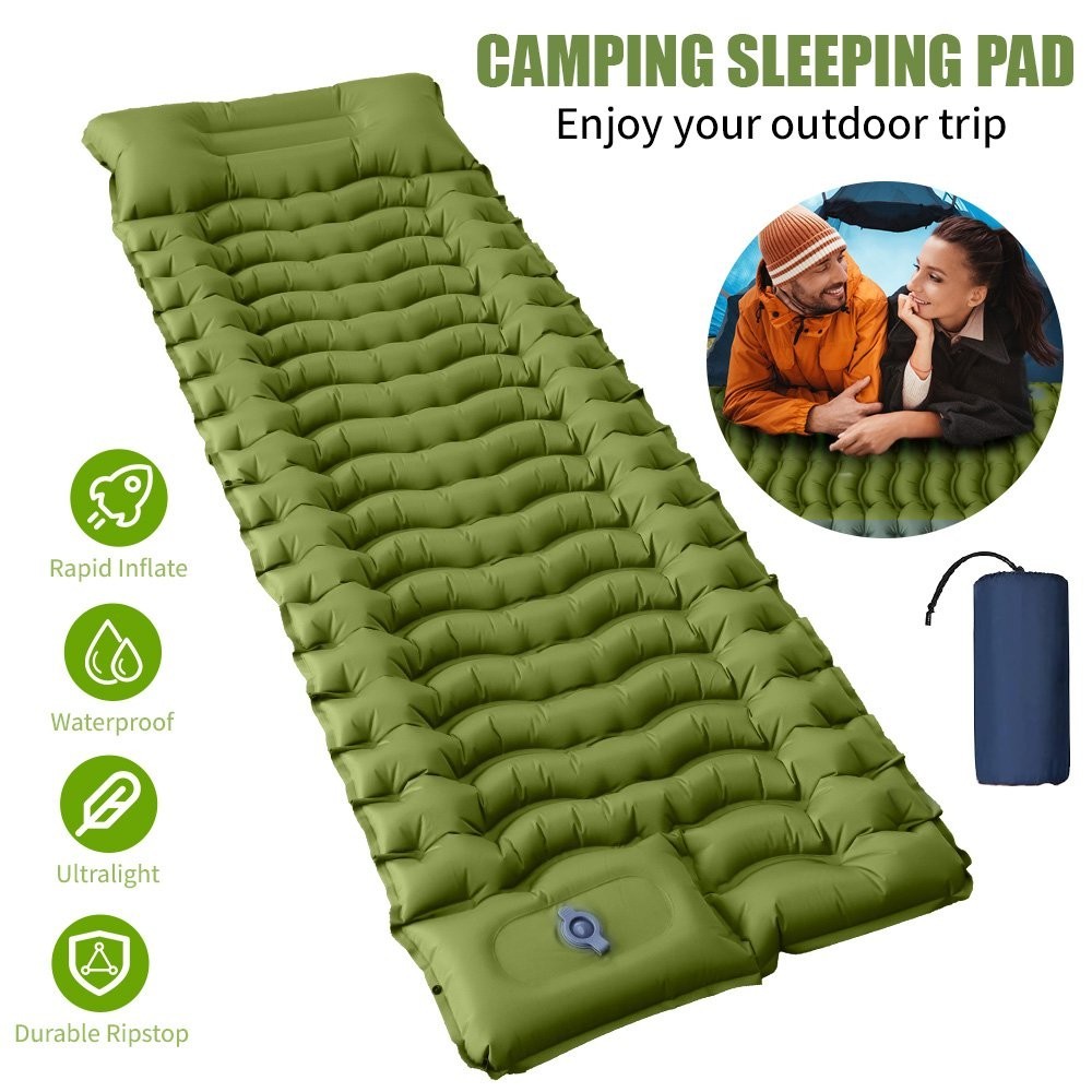 Camping Sleeping Pad, Ultralight Camping Mat with Pillow Built-in Foot Pump