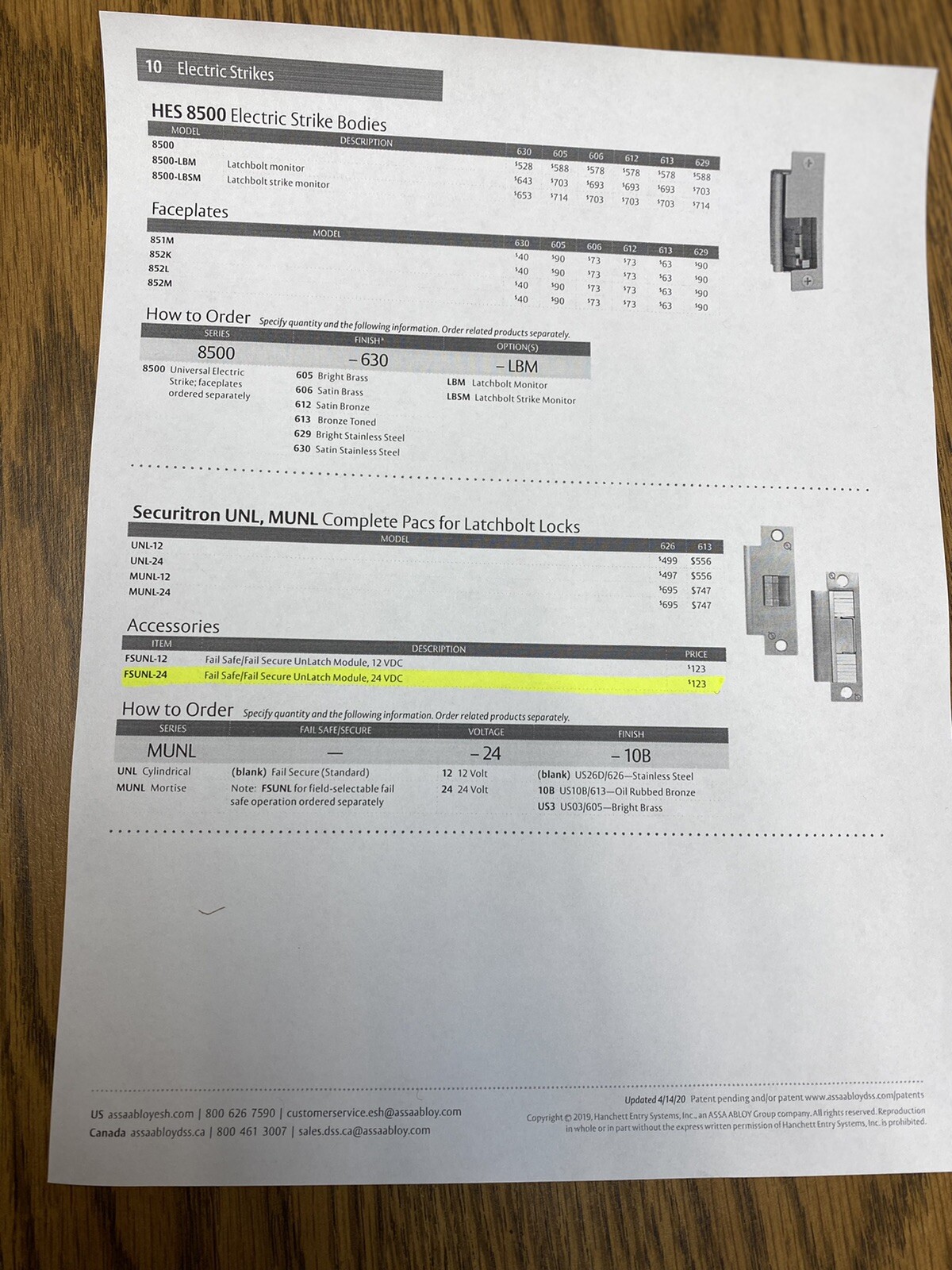 Assa Abloy Securitron FSUNL-24, Fail Safe/secure Unlatch Module, 24VDC