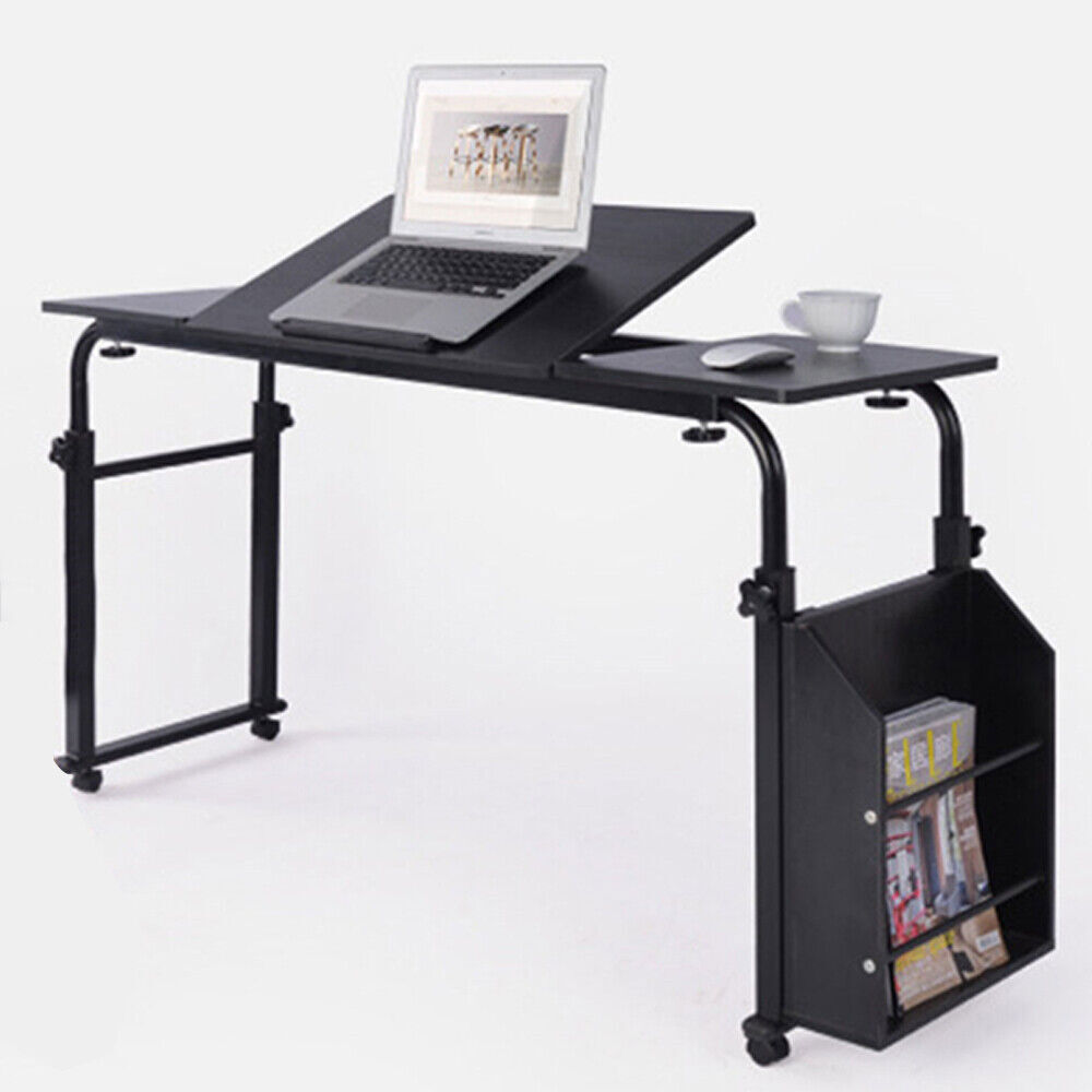 Rolling Laptop Desk Cart Computer Table Notebook Stand Tray Over Bed Home Rack~