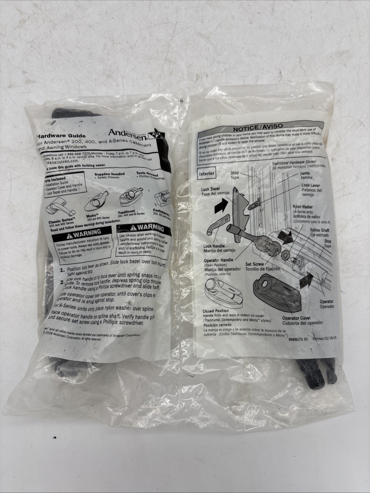 Andersen Window Hardware Pack Folding Traditional Black 9031748 New