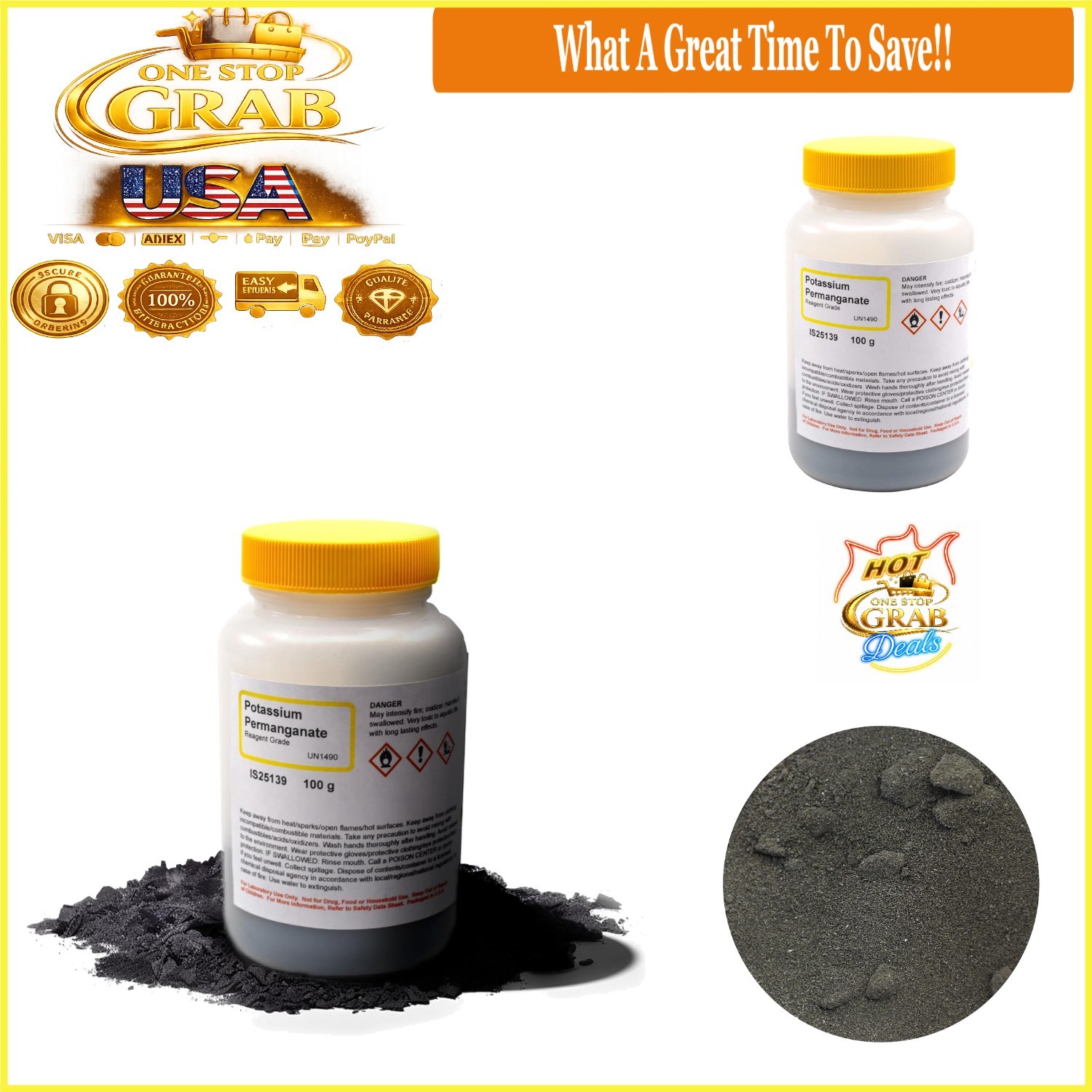 Reagent Grade Potassium Permanganate 100g Crystal Laboratory Chemical