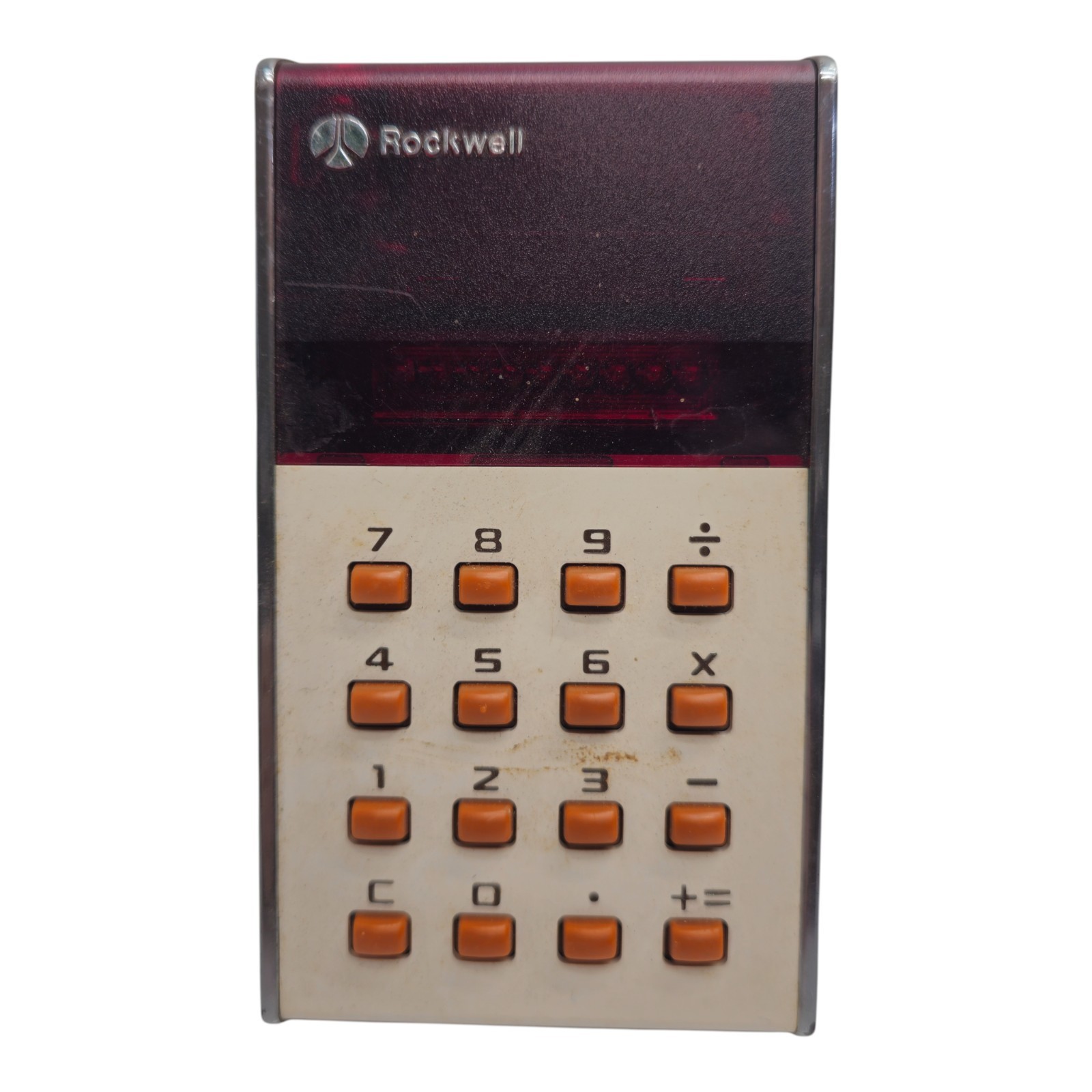 Rockwell 10R Vintage LED Calculator Orange Keys Pocket Retro Collectible