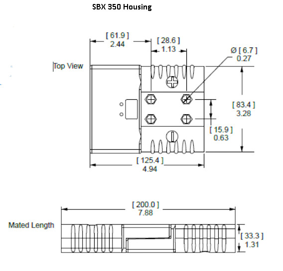 6341G3 Anderson Original SBX 350 Battery Connector Blue 4/0 AWG