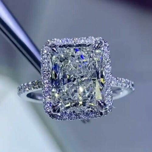 4.20 Ct Radiant Cut Lab-Created Diamond Engagement Ring 925 Sterling Silver
