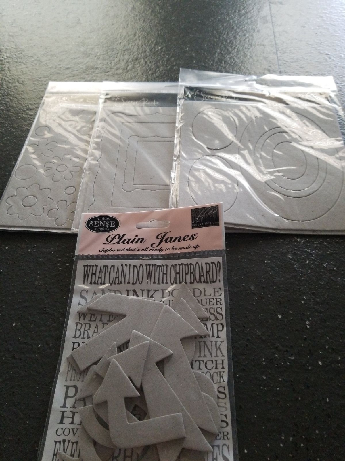Lot of naked chipboard shapes paint, use markers make it your own for cards