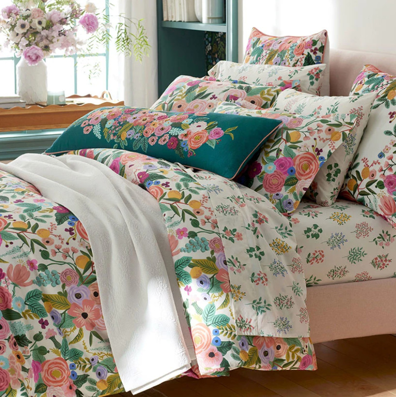 Rifle Paper Co. Hawthorne Classic Cool Percale Bed Sheet Set