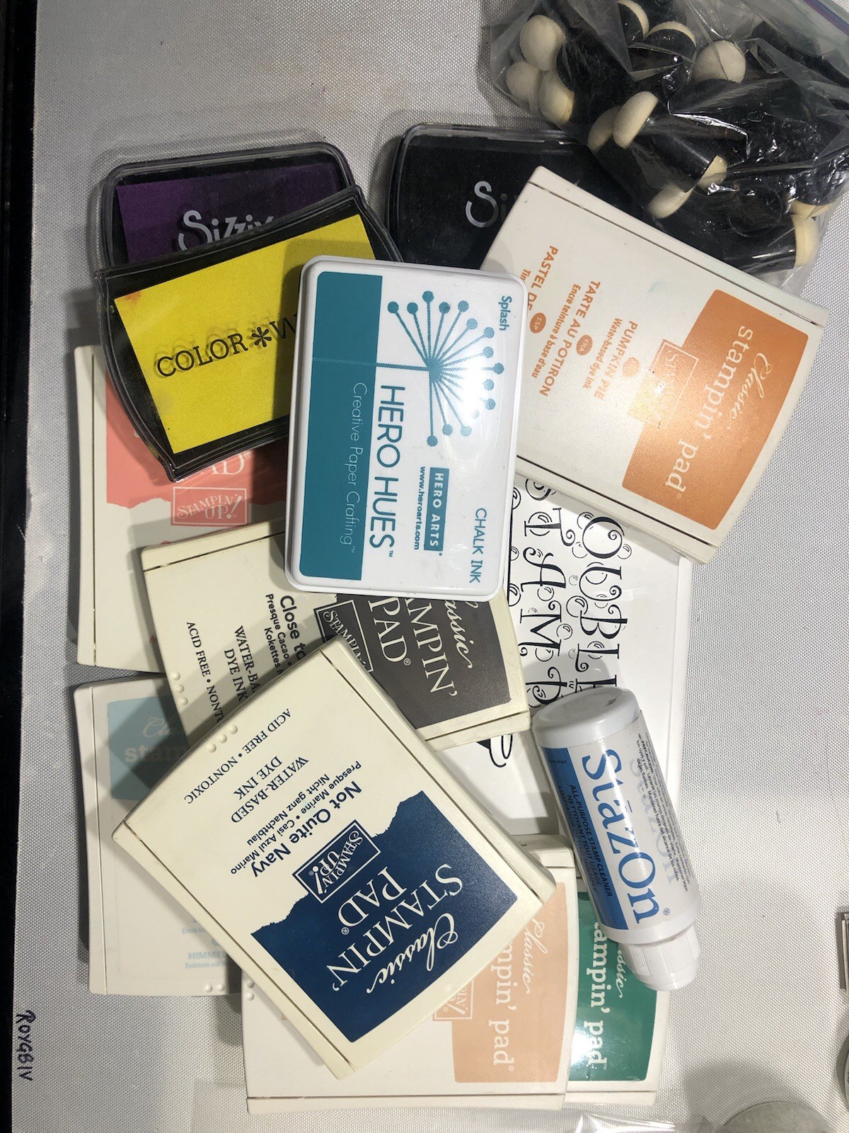 Lot Of Stampin Up, Sizzix, ink pads, Staz On, Blender Sponges Scrubber