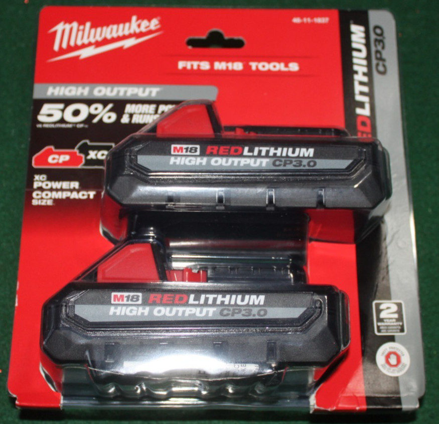Genuine Milwaukee 48-11-1837 M18 RED LITHIUM CP3.0 Battery 2 pack, Brand New