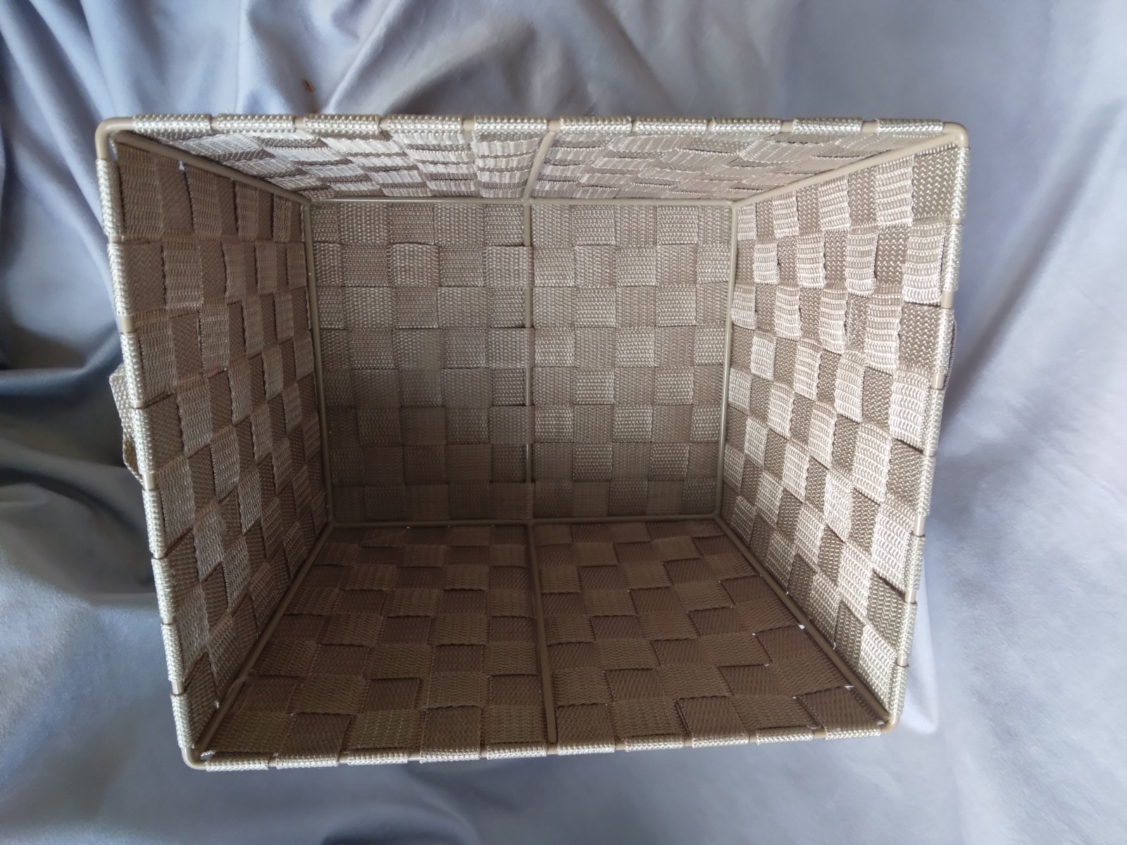 Woven Polyester? Cloth Basket, Size Approx 11.5" long X 9.5" wide X 7.5" deep