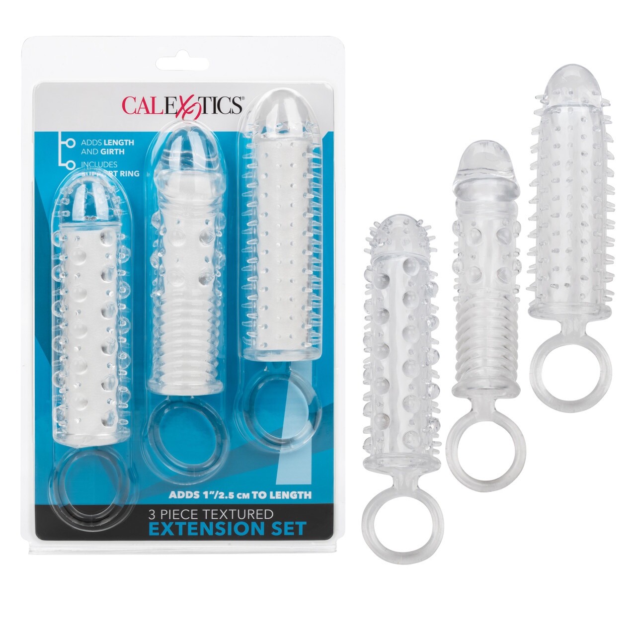 SET OF 3 PENIS EXTENSIONS WITH BALL STRAP, ADD 1" AND GIRTH SAFE TO USE IN WATER
