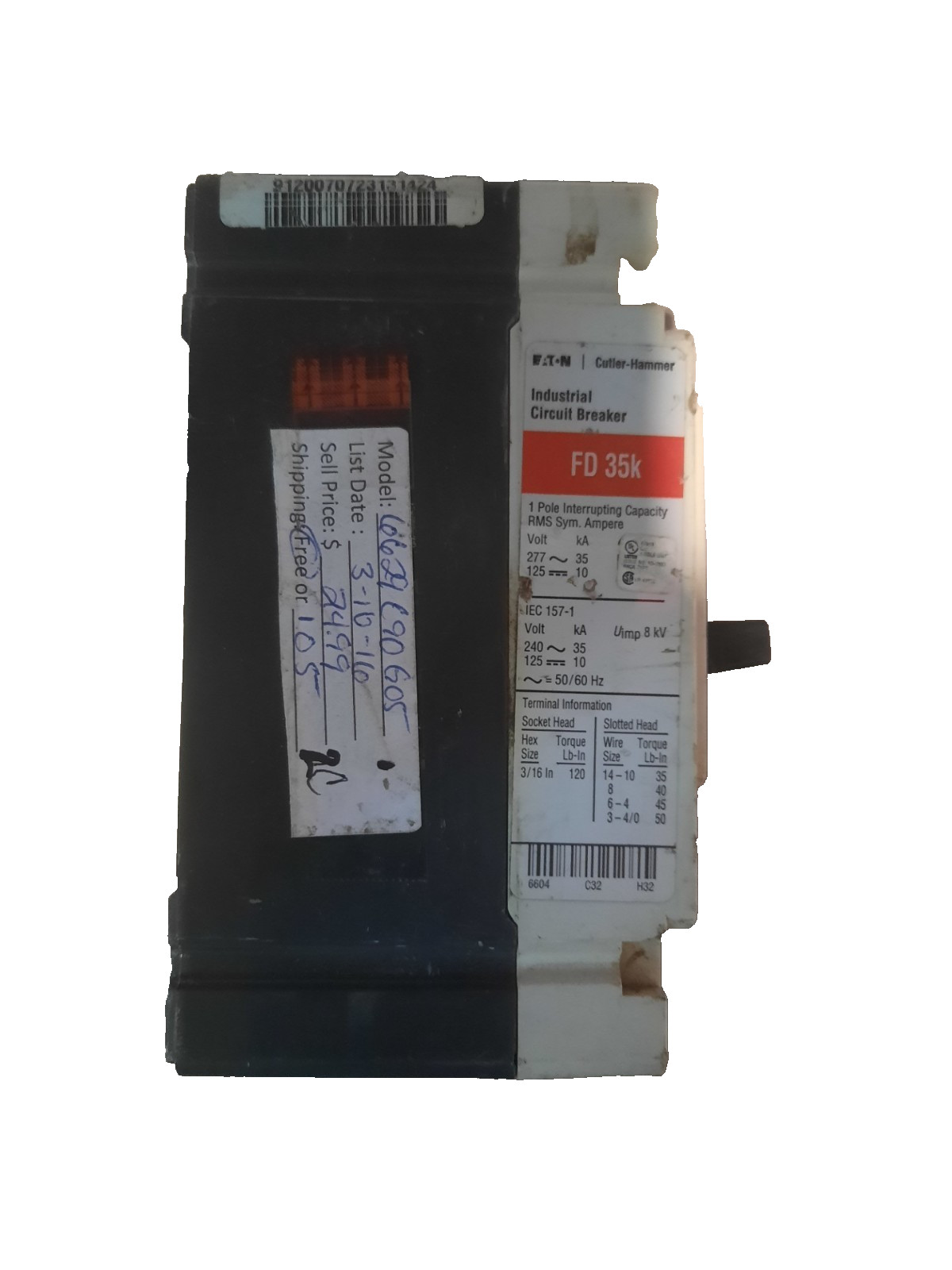 EATON Cutler-Hammer Industrial Circuit Breaker 6629C90G05 FD35K (AB 1660) 2C