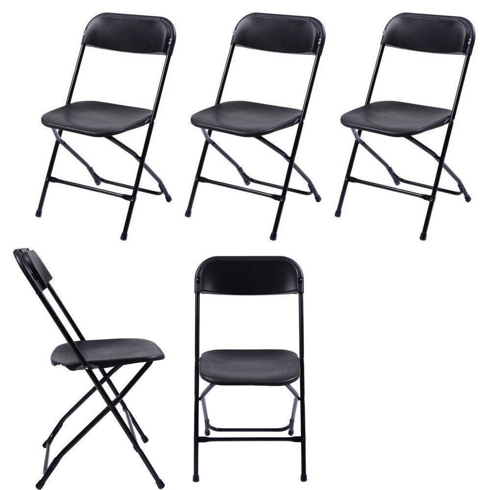 6PCS Wedding Party Event Quality Commercial Plastic Stackable Fold Chairs Black