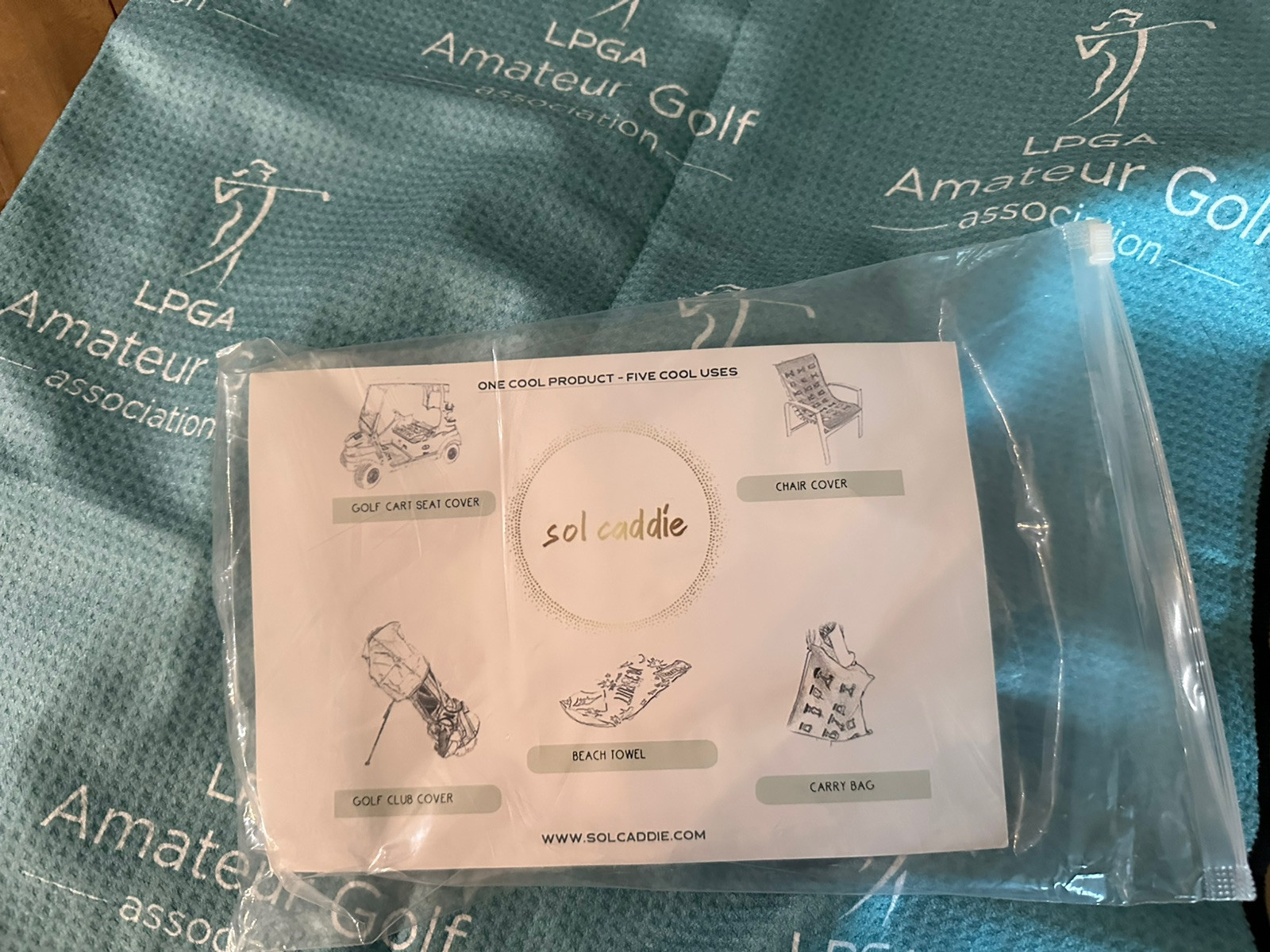 Sol Caddie Microfiber Golf Cart Seat Cover, Lightweight Blanket or Bag LPGA AMA.