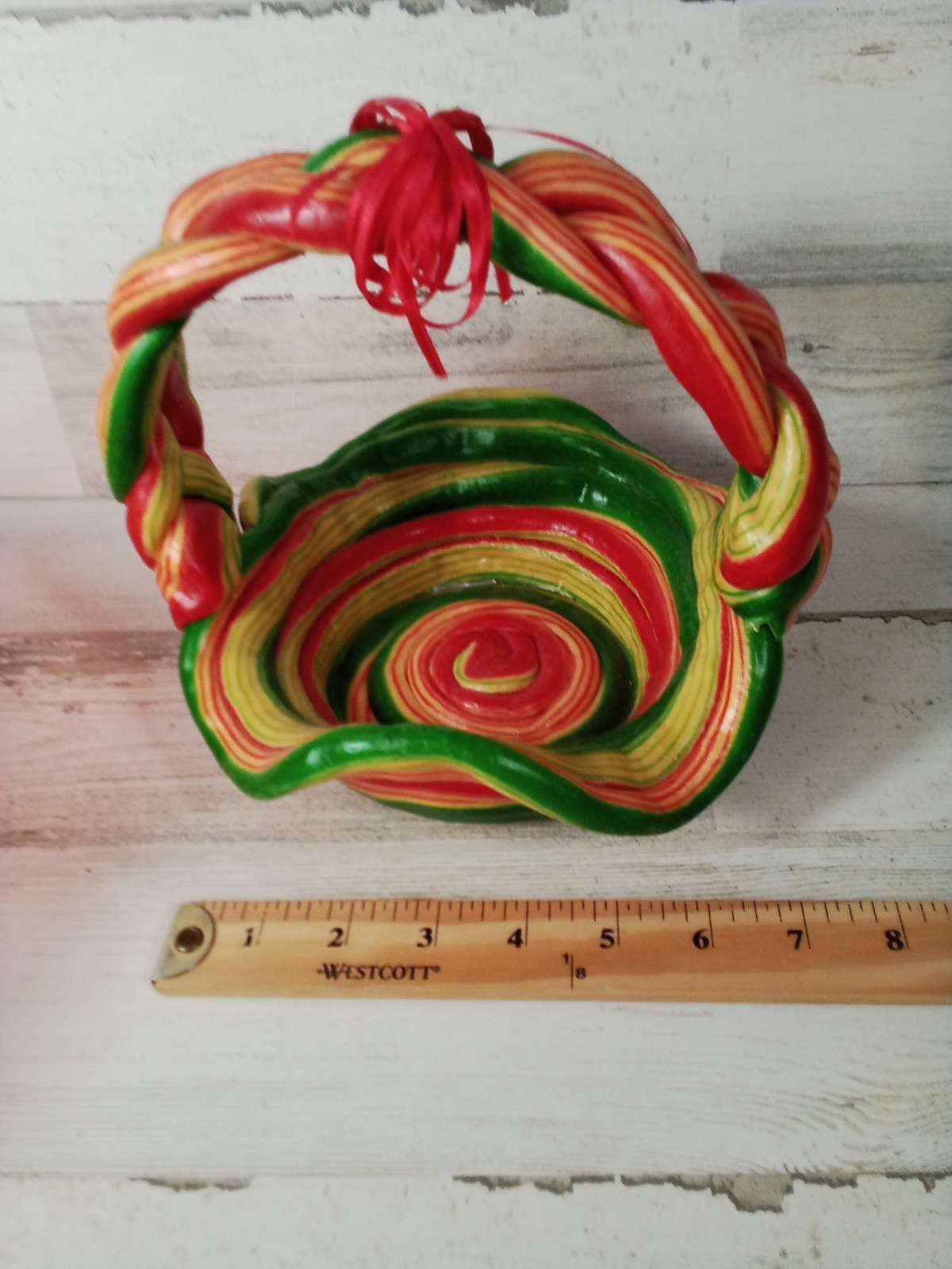 Hard Plastic Multi Color Braided Funky Cool Basket Beautiful Decor