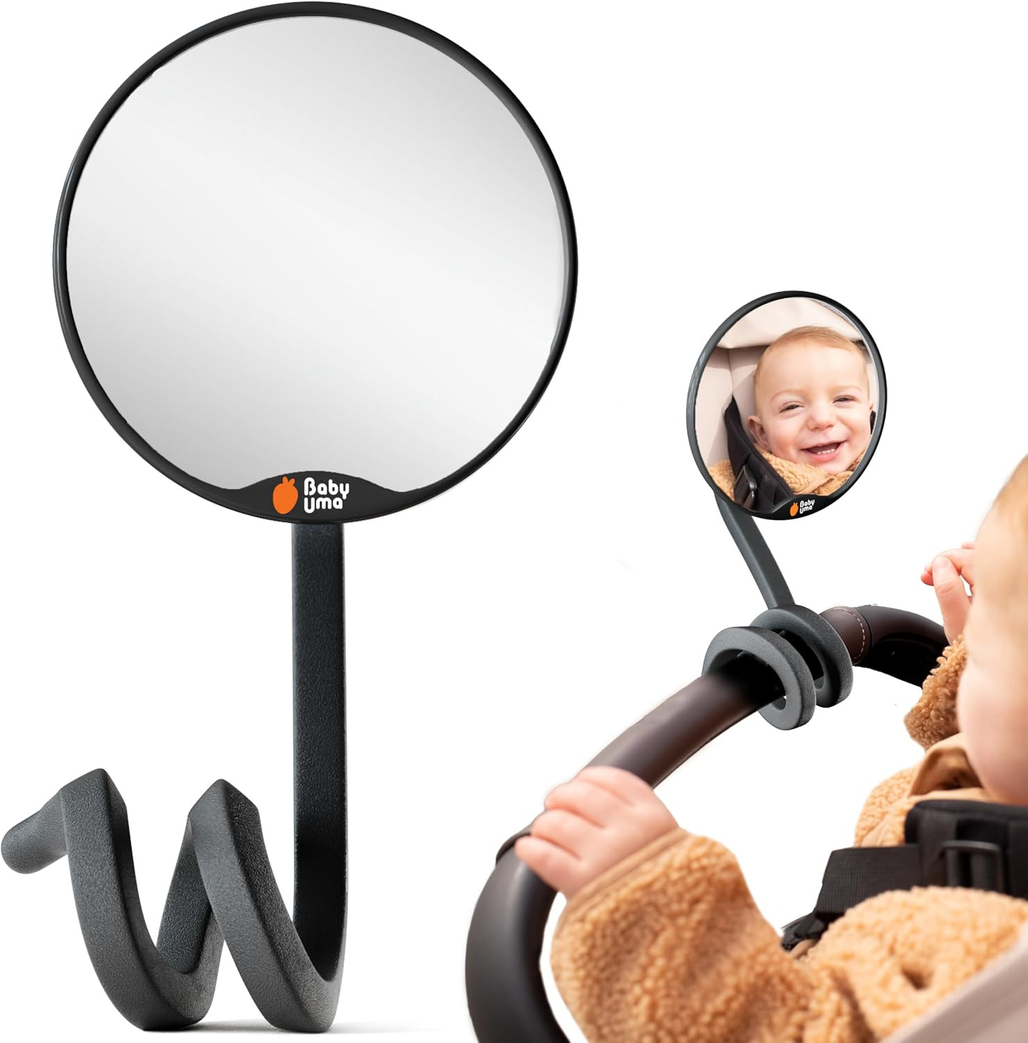 Stroller Mirror for Baby - 100% Shatterproof Clamp on Mirror, Universal with Tig