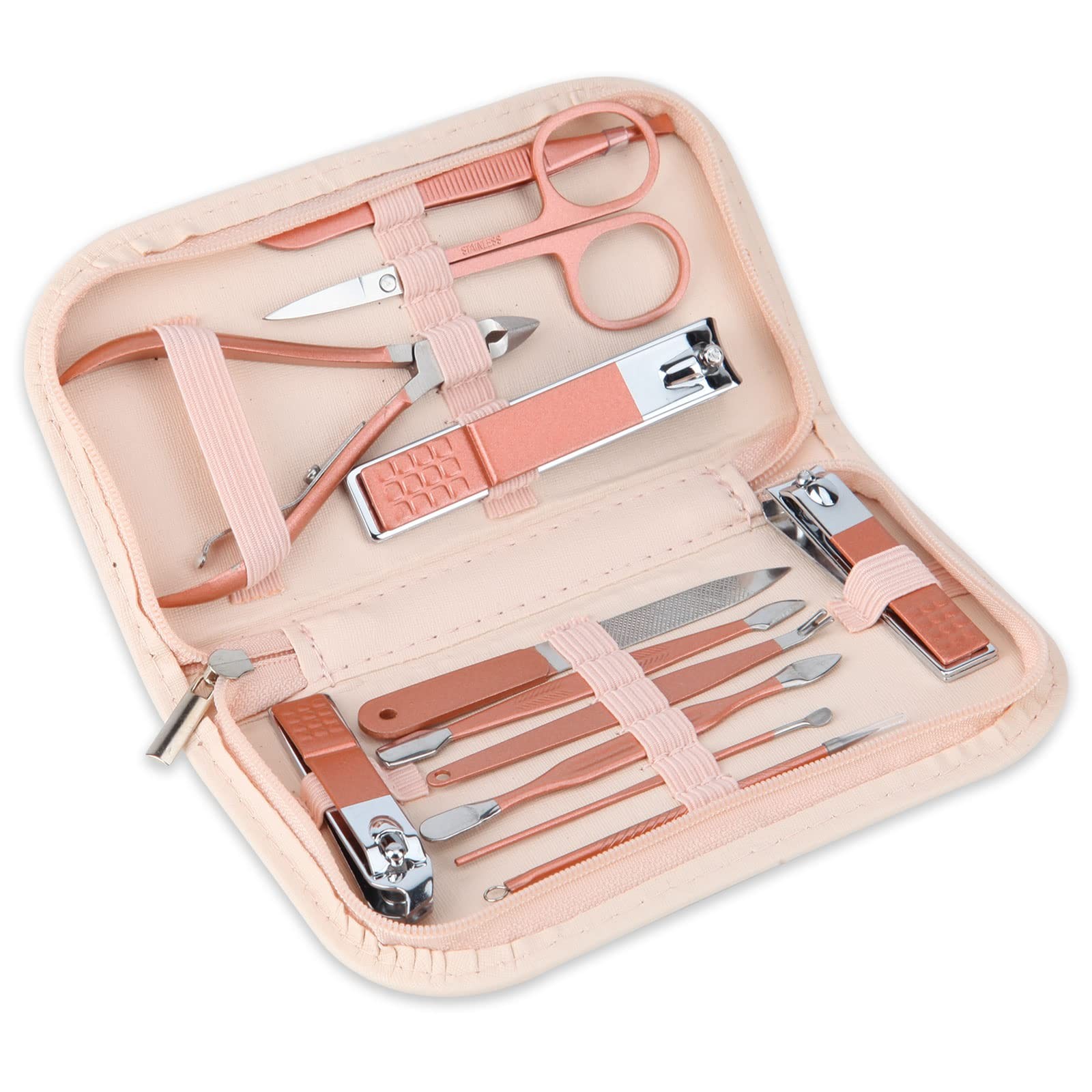 Nail Clippers and Beauty Tool Portable Set Manicure 12 12 Piece Set, Pink