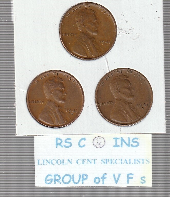 1941PDS  thru  1955PDS  ~  45  LINCOLN CENTS  in VERY FINE  CONDITION - RS COINS
