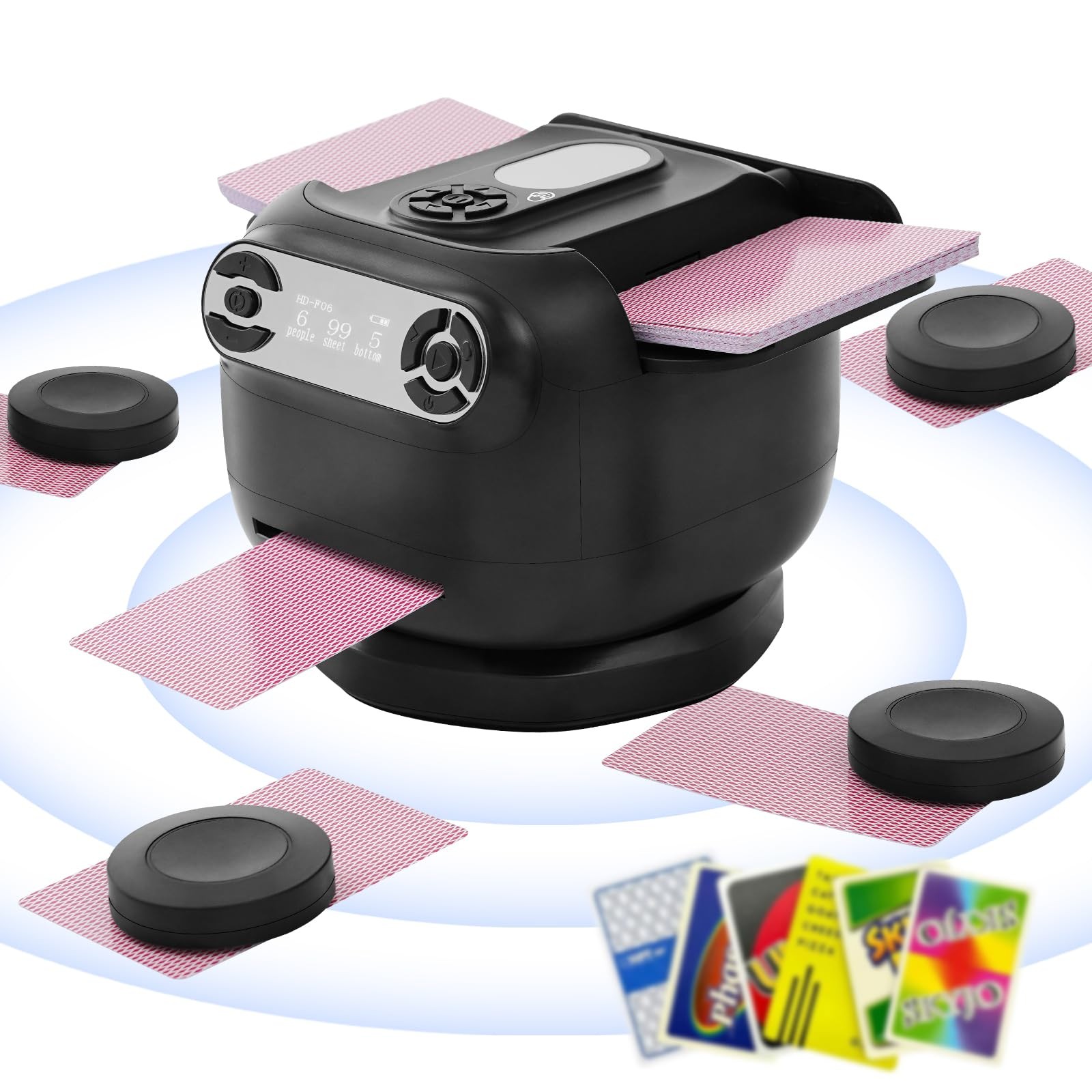 2025 New 2-in-1 Automatic Card Shuffler and Dealer for 1-2 Decks, 180°/360° R...
