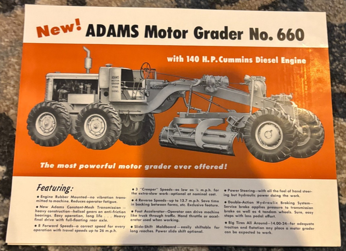 Adams No. 660 Motor Grader  Brochure AMIL25