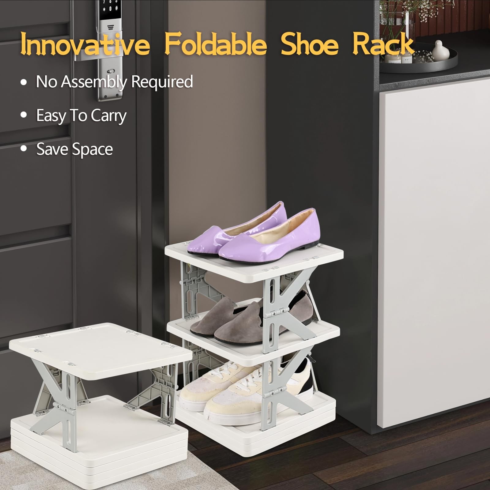 5 Tier Vertical Narrow Shoe Storage Organizer for Saving Space, Gray Plastic ...