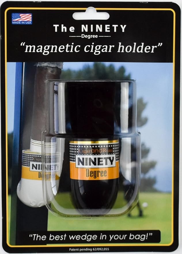 Magnetic Cigar Holder Attaches to Golf Cart or Other Metal Surfaces - Black