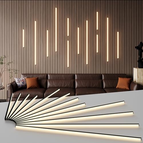 Slat Wall Lights -  12Pcs Black Self-Adhesive Wall Panel Light Strips, 3000K