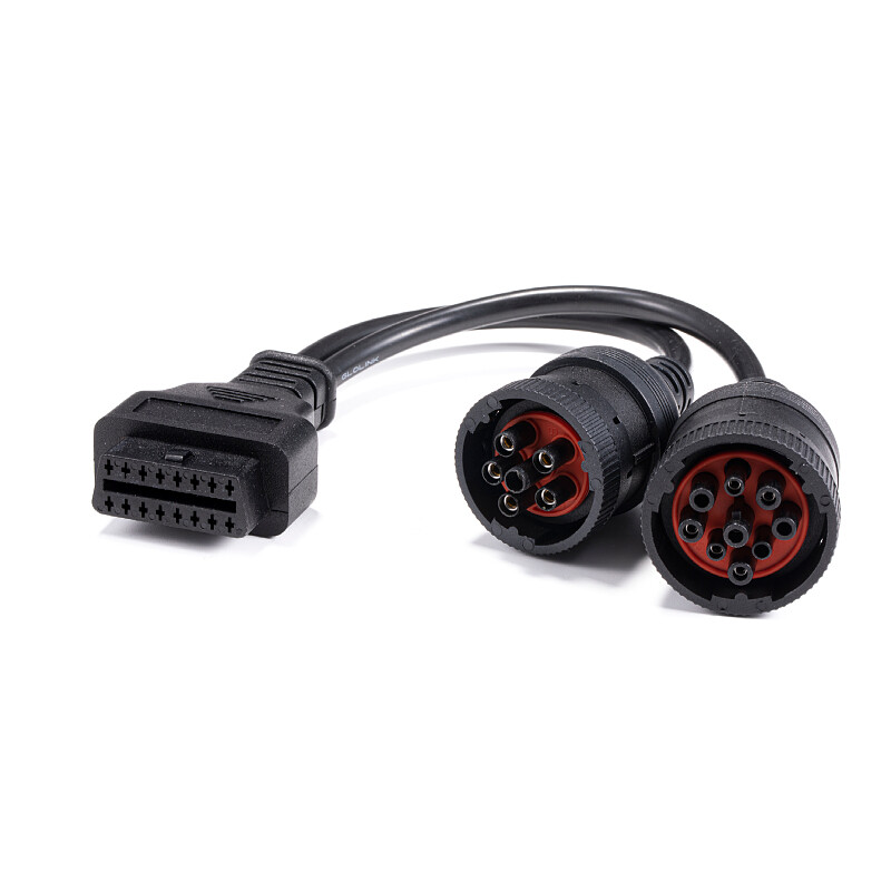 9Pin J1939 Truck Y Cable OBD2 16Pin Female Adapter J1708 6Pin For Cummins CAT