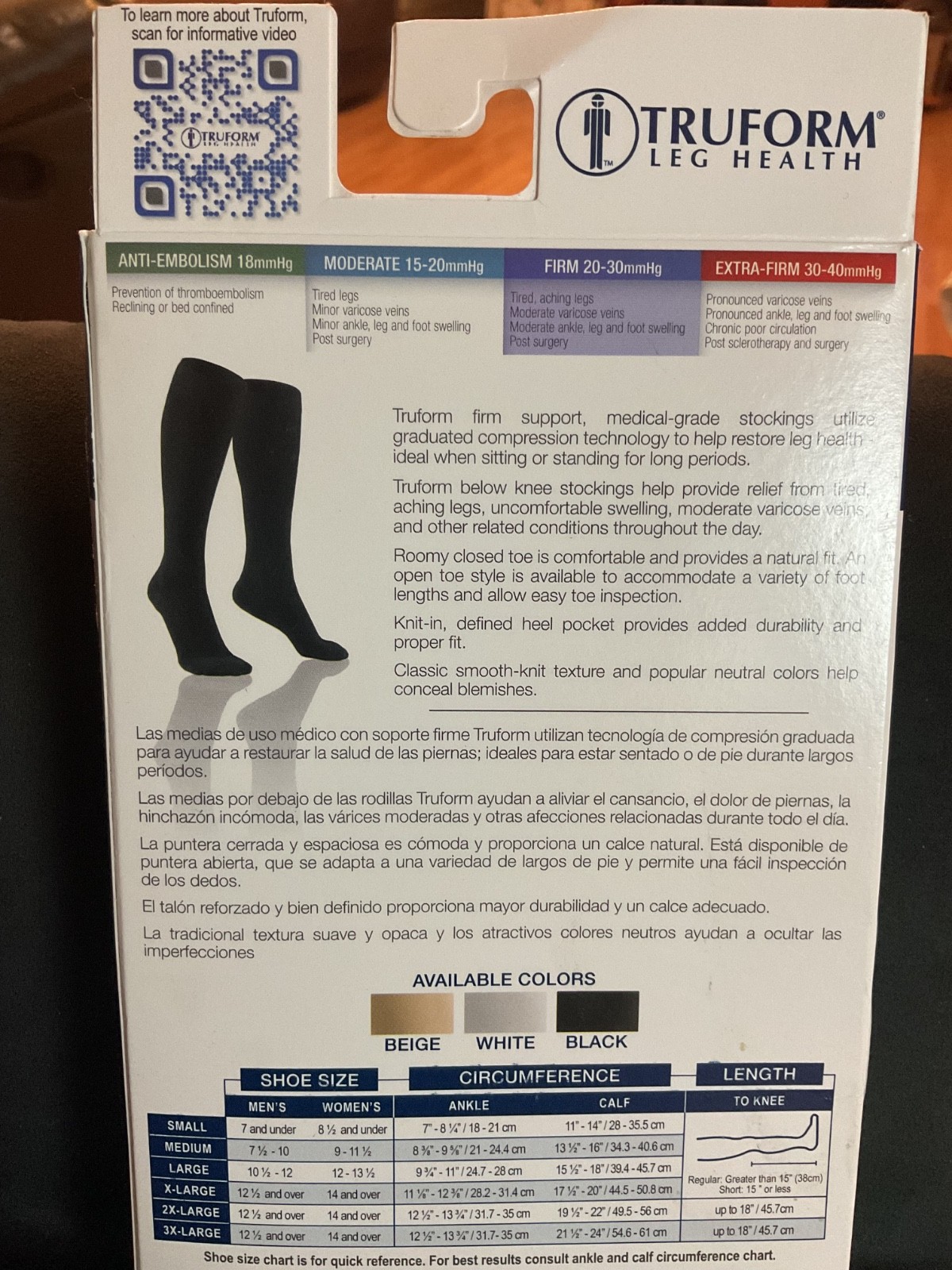 TRUFORM FIRM BLACK XL CLOSED TOE STOCKING IMPROVES CIRCULATION