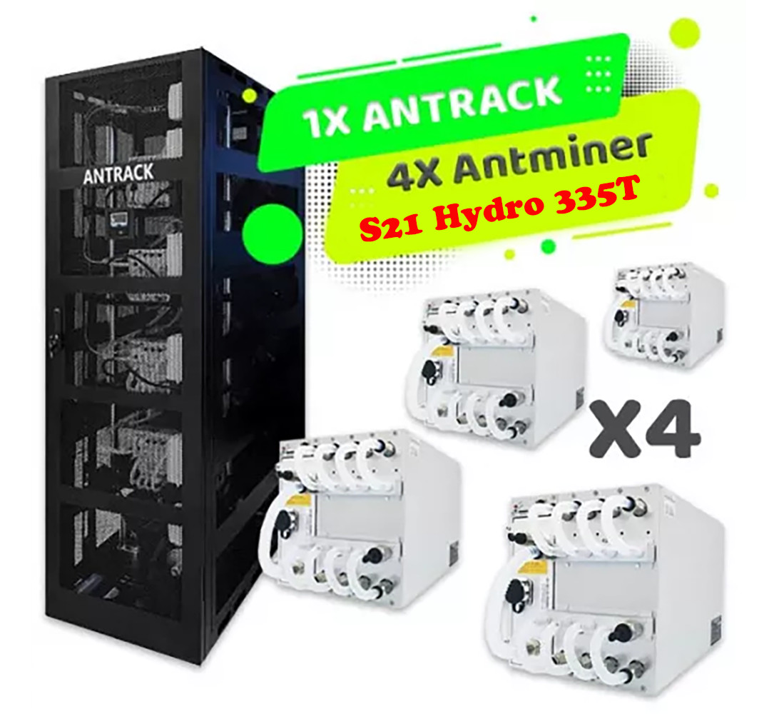 Bitmain ANTRACK V1 24kW with 4 Units USED ANTMINER S21 335T Hydro Miners Bundle