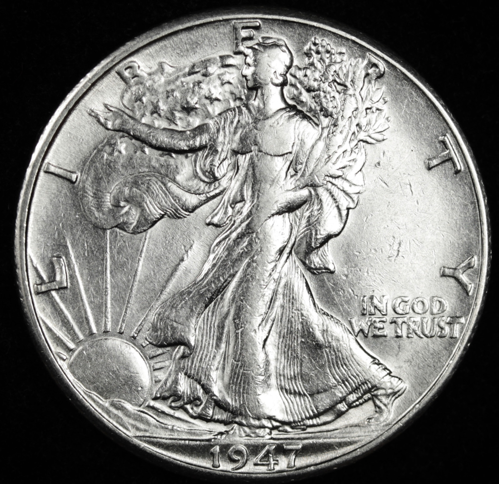 1947-d Walking Liberty Half.  A.U.  (Inventory A)