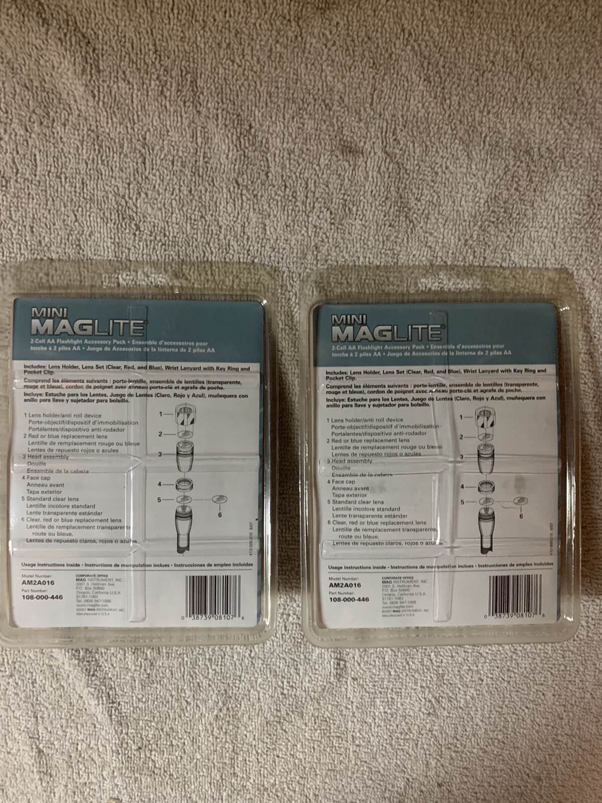 2pk Maglite Colored Lens Accessory Kit Set For AA Mini Mag Flashlight Made inUSA