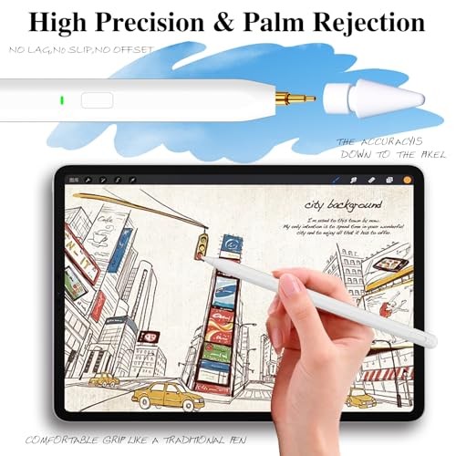 Stylus Pen for iPad 11th&10th Generation, Pen with Pencil Holder,Palm White