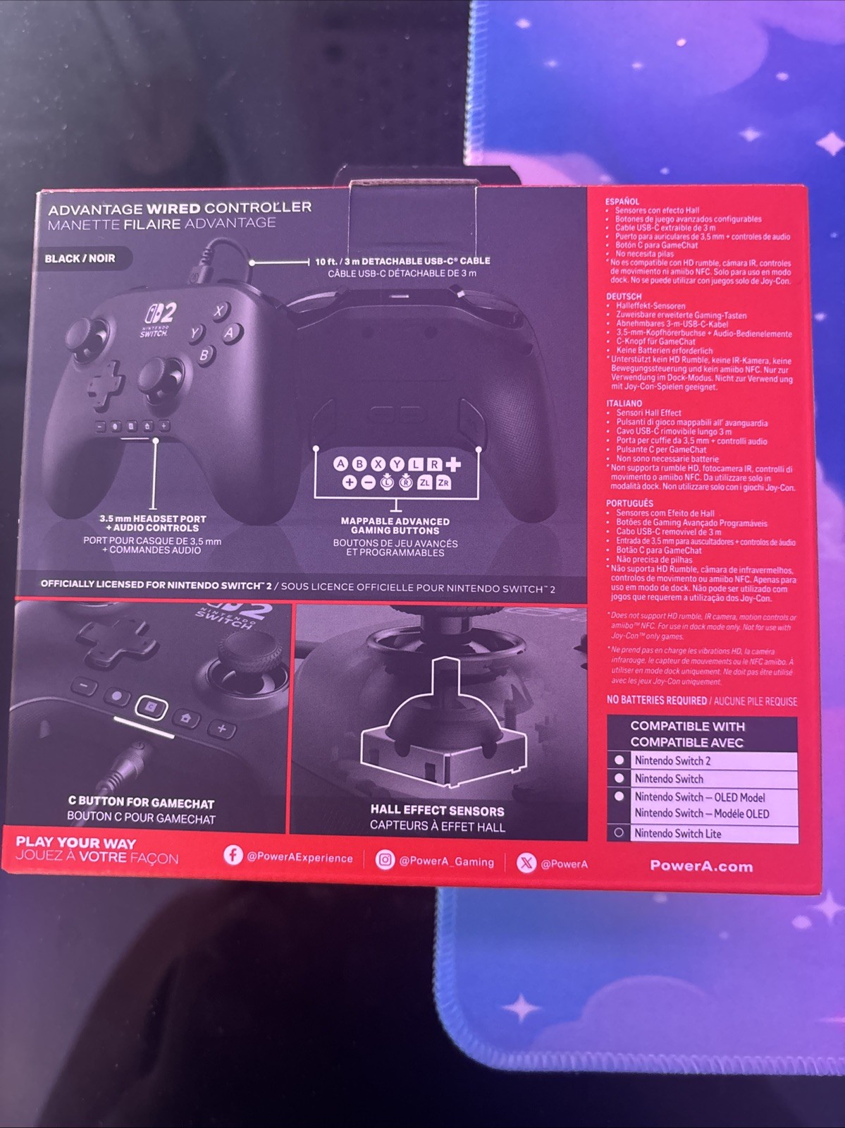 Genuine PowerA Advantage Wired Controller for Nintendo Switch 2 - Black NEW