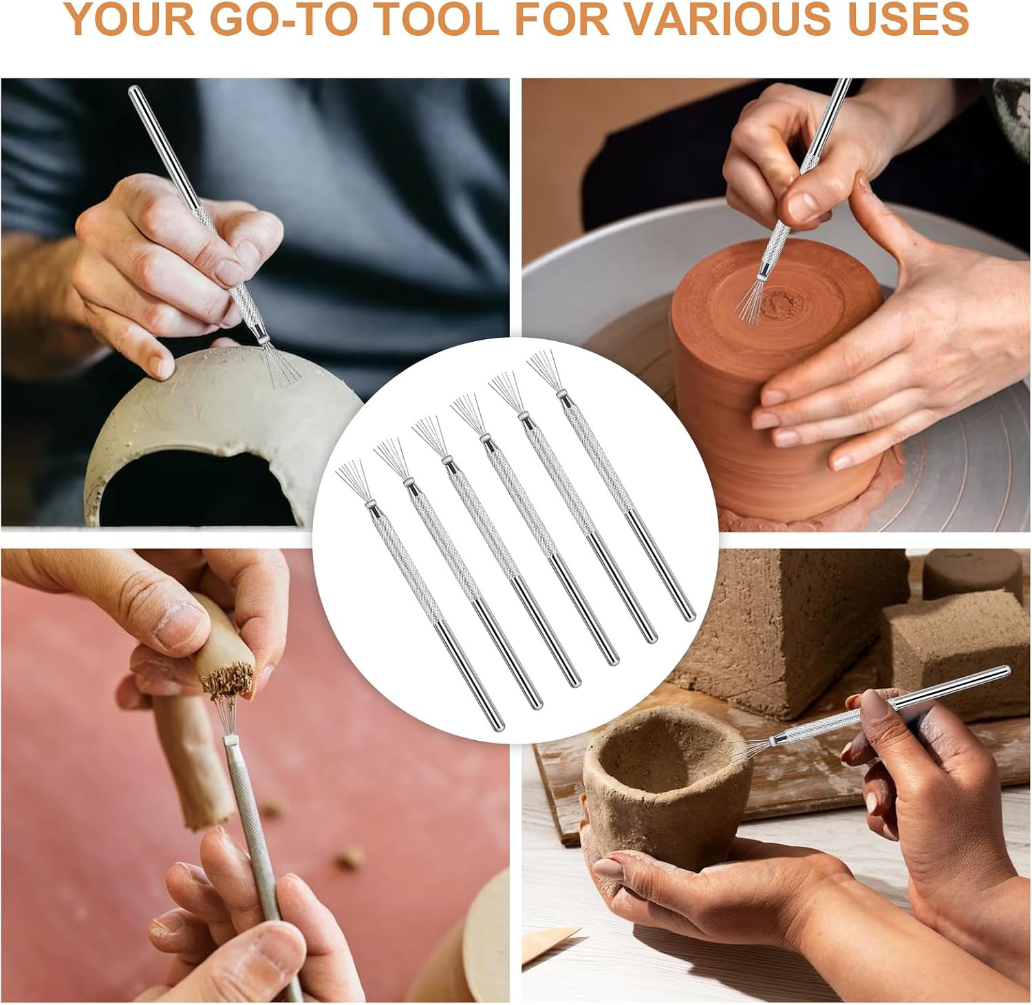 4 Pcs Ceramic Tools Polymer Clay Wire, Feather Wire Scoring Tool Pottery Tools