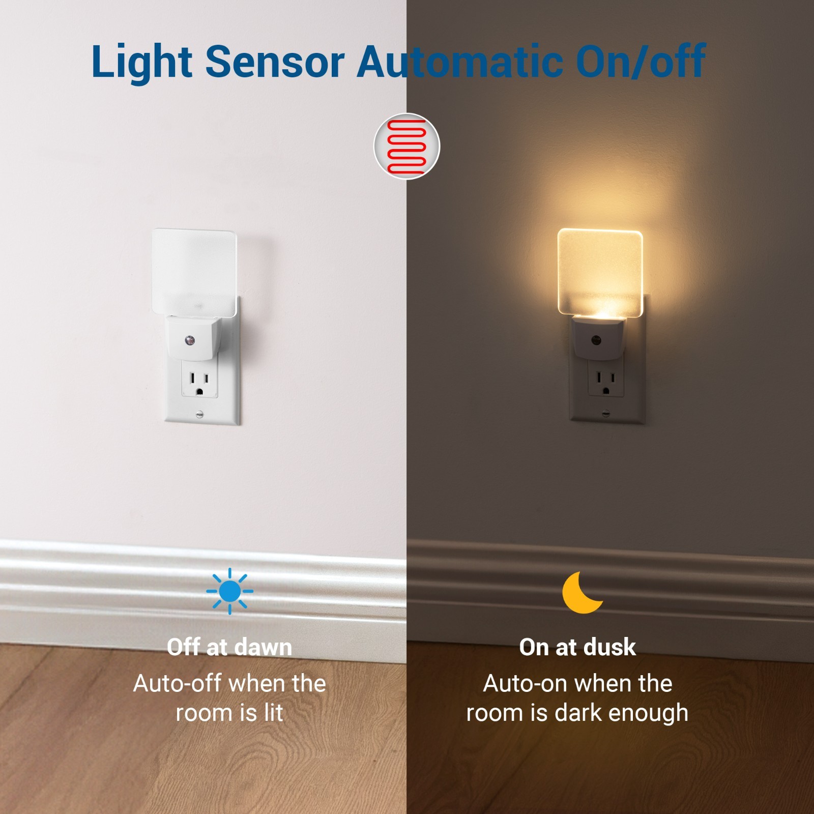 DEWENWILS 2 Pack Night Light with Light Sensor - Daylight White, UL Listed
