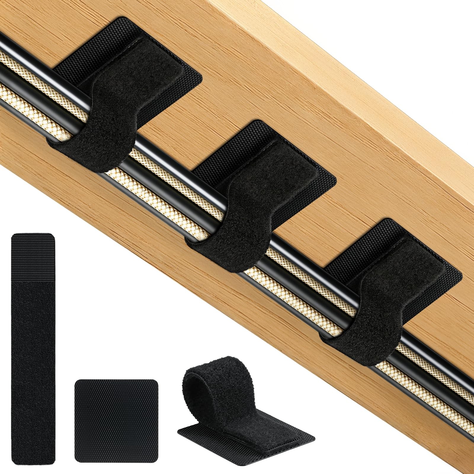 Cable Management Under Desk, Detachable Cable Straps Heavy Duty Hook and Loop...