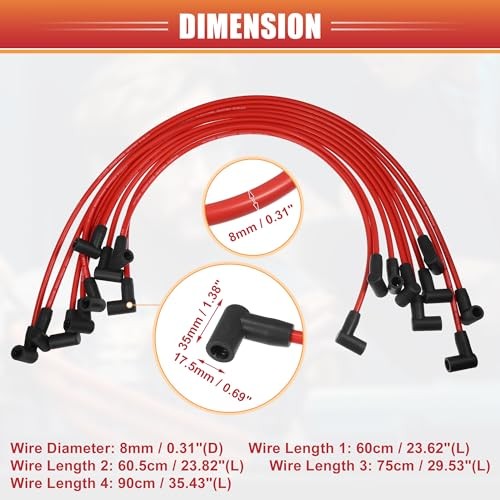 Spark Plug Coil Wires 8mm for Chevy SBC BBC Engines 9pc