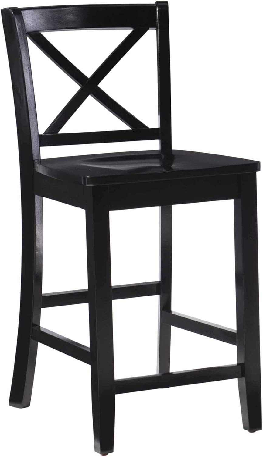 Home Dcor Black X Back Counter Stool 16" W x 17.91" D x 37.01" H