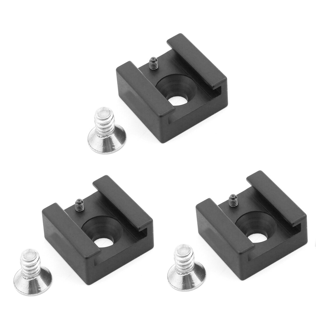 3x Cold Shoe Mount Adapter Bracket w/ 1/4" Screw for Camera Cage Umbrella Flash