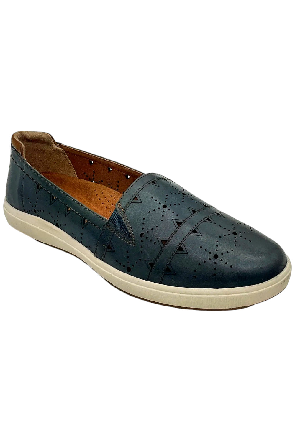 Cobb Hill Women's Leather Perforated Slip-Ons Bailee Blue