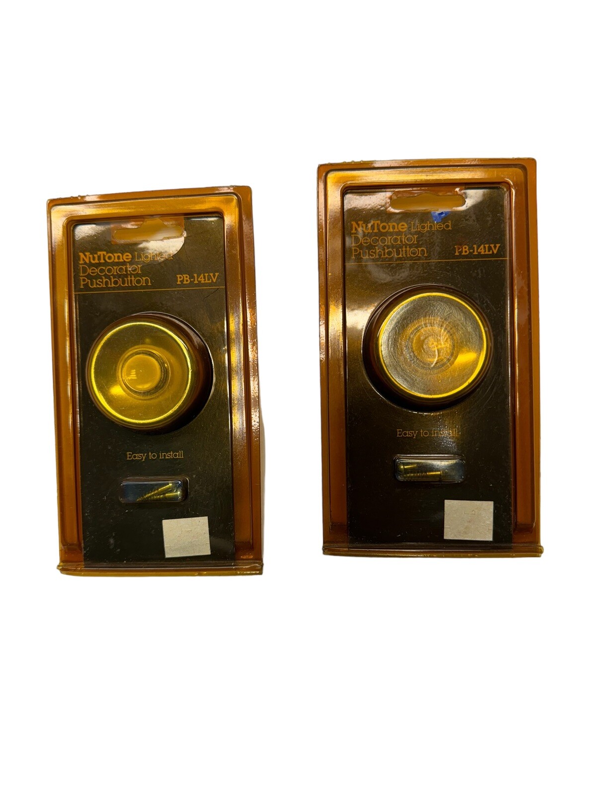 NuTone PB-14LV Pushbutton Lighted Door Bell - Gold Anodized, Vintage, NOS